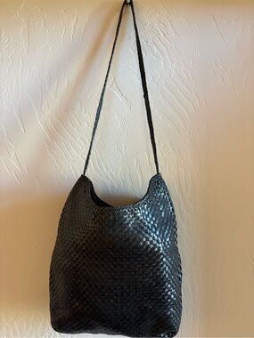 Black Woven Shoulder Bag - Women